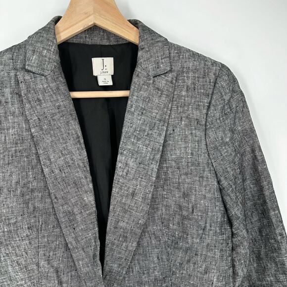 J. Crew Black Chambray Linen Blazer Gray Size 0 One Button - Picture 8 of 10